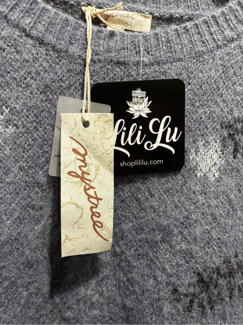 NWT Mystree Lavender Heather Snowflake Crewneck Sweater - Picture 2 of 7